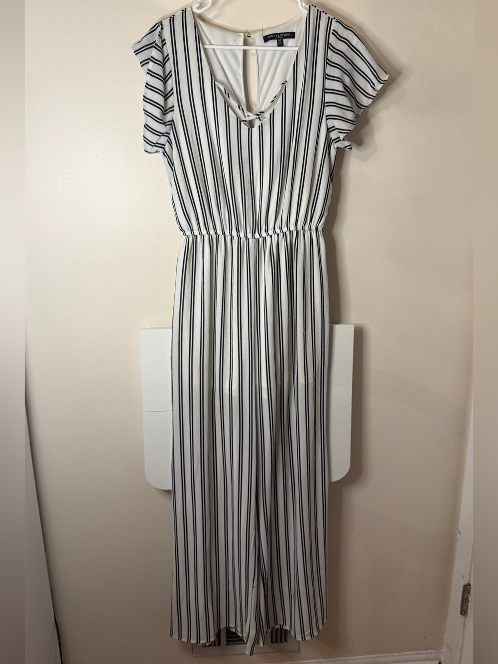 one clothing White and Black Vertical Stripe Maxi Dress